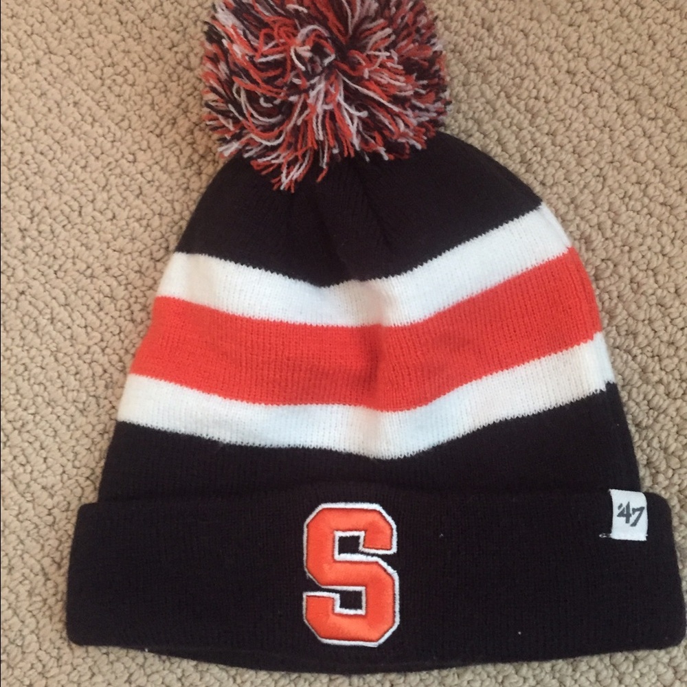 47 Brand Black, White, and Orange Striped Beanie